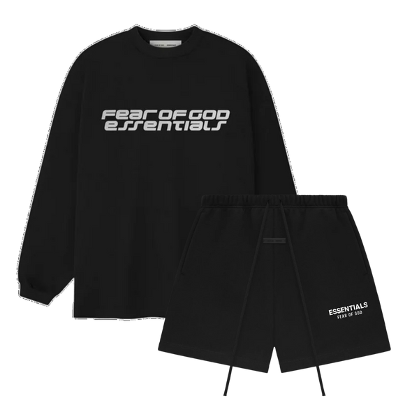 Fear of God Essentials 90s Longsleeve Vintage Black + SS25 Jet Black Shorts