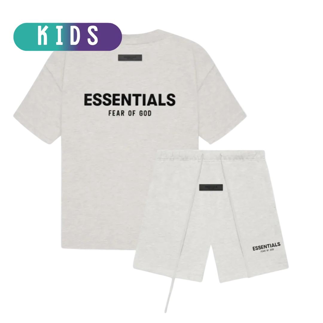 Kids Fear of God Essentials Light Oatmeal Summer Set